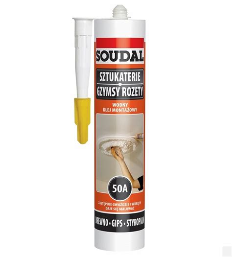 SOUDAL KLEJ MONTAŻOWY 50A DO SZTUKATERII GZYMSÓW STYROPIANU MALOWALNY