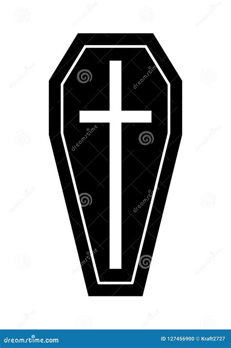 Silhouette Coffin Icon For Halloween Vector Illustration ...