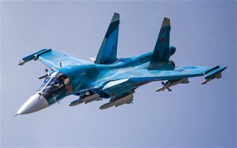 Download wallpapers Sukhoi Su-34, 4k, fighter bomber, Fullback, Su-34 ...