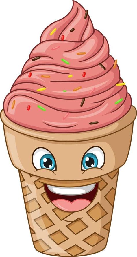 Cute Smiling Ice Cream Cone Cartoon Character 5112621 Vector Art At