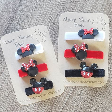 Minnie Mickey Mouse Ears Hair Clips Colorful Velvet Alligator Etsy