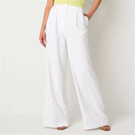 Worthington Womens Mid Rise Wide Leg Palazzo Pant Tall Color White Jcpenney