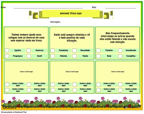 Identificando Traços De Caráter Storyboard By Pt Examples