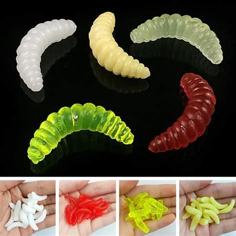 10pcs Maggot Grub Soft Lure Baits Minnows Smell Red Worm Shrimps Bread