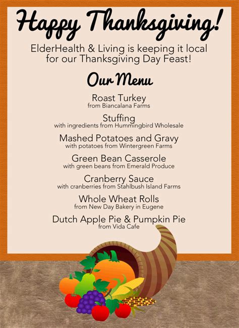Thanksgiving Menu - ElderHealth & Living Memory Village
