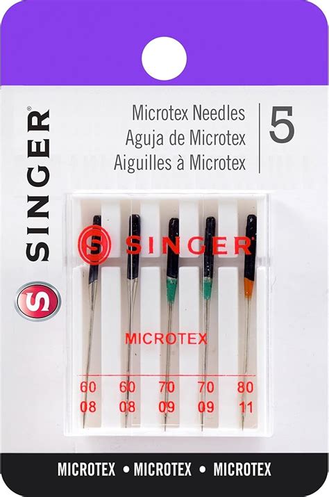 Singer 04708 Agujas universales Microtex para máquina de Coser tamaños