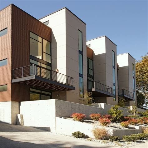 Sleek Modern Look Modern Townhouse Townhouse Exterior Townhouse Designs