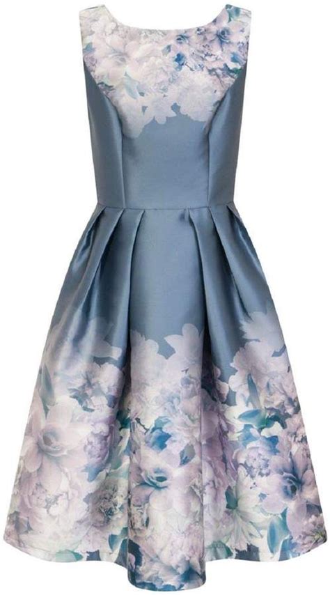 Chi Chi London Blue Floral Print Midi Skater Dress Floral Print Midi