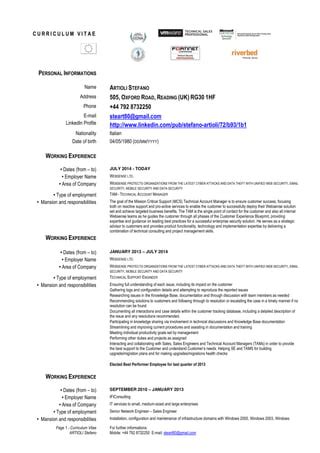 Stefano Artioli Cv Uk Rev Pdf