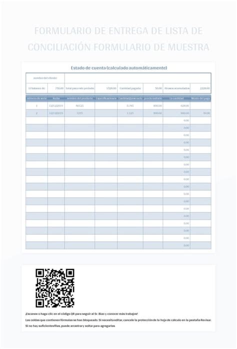 Plantilla De Excel Formulario De Entrega De Lista De Conciliaci N