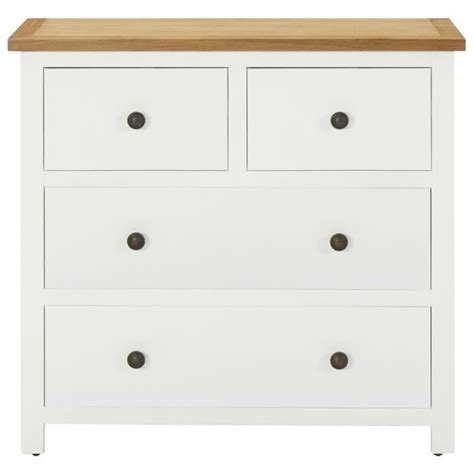 TUB Commode Chêne et blanc 80x35x75 cm Bois de chêne massif MDF avec