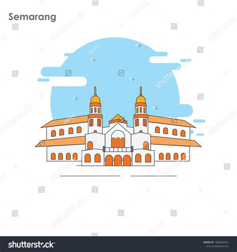 Landmark Kota Semarang Jawa Tengah Indonesia Stock Vector (Royalty Free) 1486524431 ...