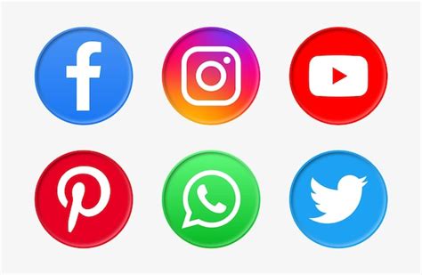 Logotipos De Iconos De Redes Sociales Modernos O Botones Circulares De