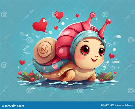 So cute adorable snail stock illustration. Illustration of adorable ...