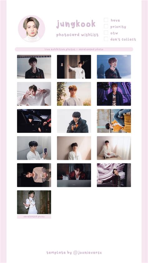 Bts Jungkook Live Exhibition Photos Unreleased Photo Wishlist Template