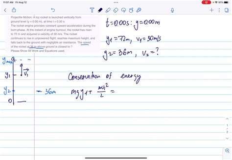 Solved Projectile Motion A Toy Rocket Is Launched Vertically From