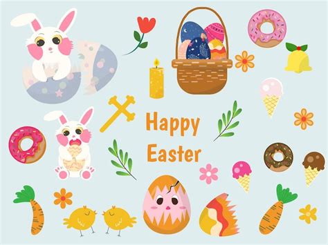 Premium Vector Spring Easter Element Collection With Cute Birds Eggs