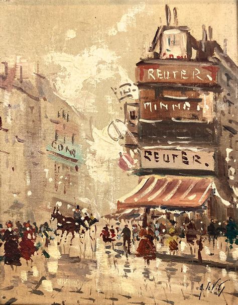 Antonio Devity Parisian Street Scene Impressionist Oil Paint On