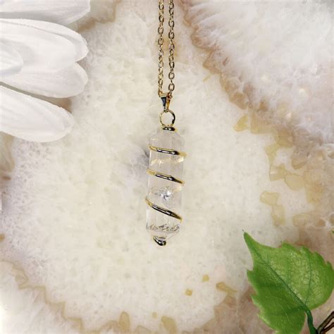 Gold Wrapped Clear Quartz Pendant - Clear Quartz Jewelry - Nature's ...