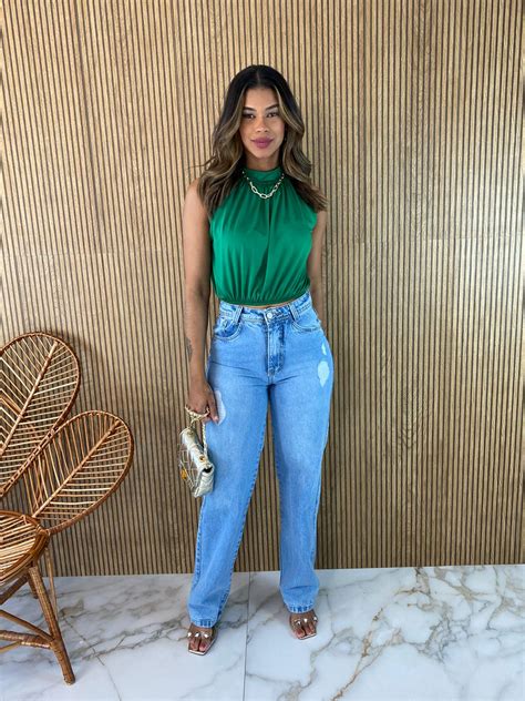 Cropped Feminino Sem Bojo Gola Verde Fernanda Ramos Store