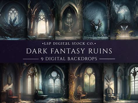 9 Dark Fantasy Ruins Digital Backdrops Fantasy Overlays - Etsy