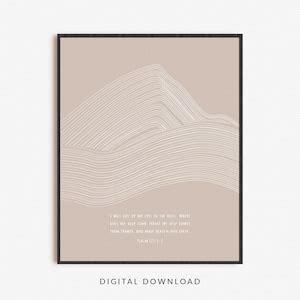 Psalm 121 1 2 Modern Christian Line Art Poster Bible Verse Wall Art