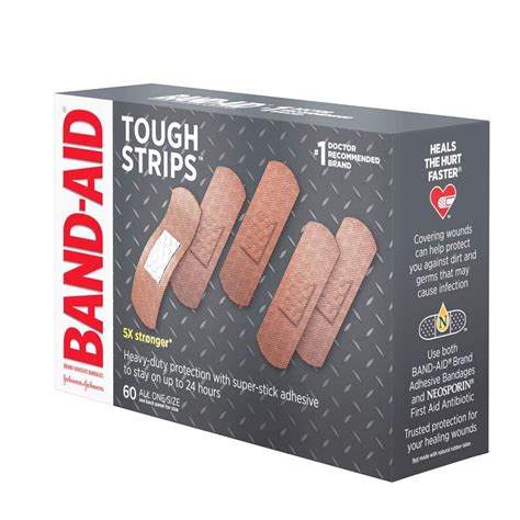 BAND AID Brand Adhesive Bandages Tough Strips 60 Ea 2 Pack