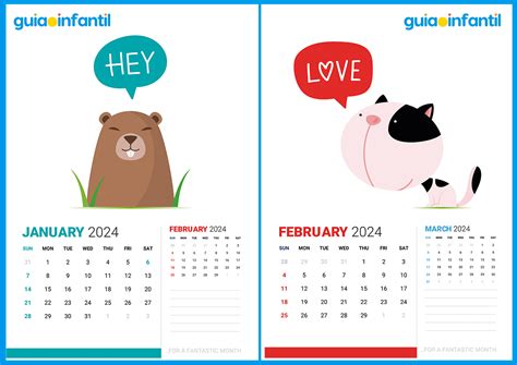 Calendarios 2024 ilustrados para imprimir Enseña a tu hijo a organizarse