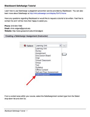 Fillable Online Blackboard Safeassign Tutorial Fax Email Print Pdffiller
