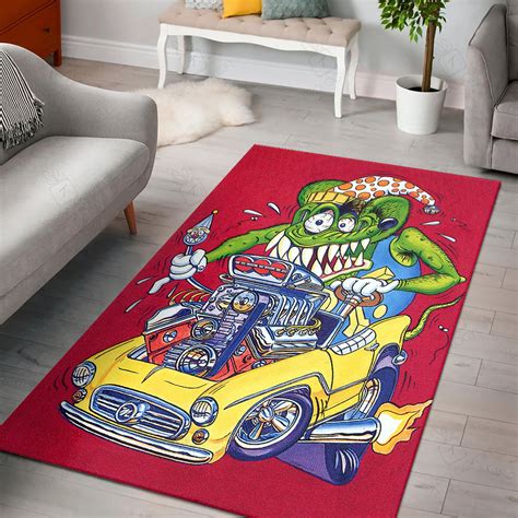 Rat Fink Riding Rat Fink Rug Hot Rod Rug For Garage Bluefink