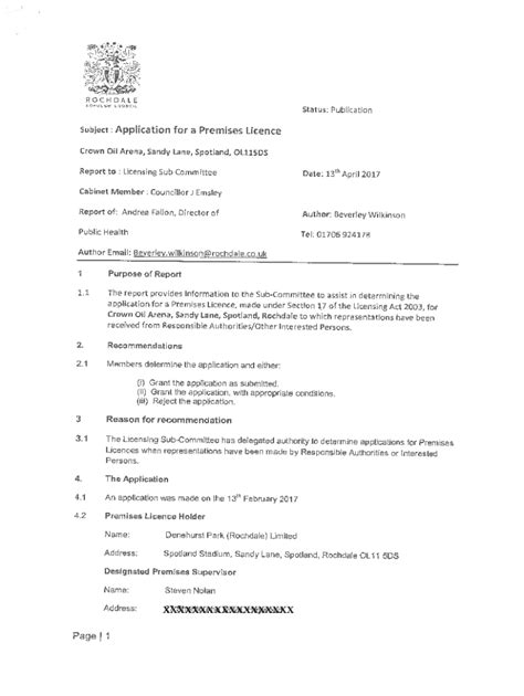 Fillable Online Democracy Rochdale Gov Draft Statement Of Licensing