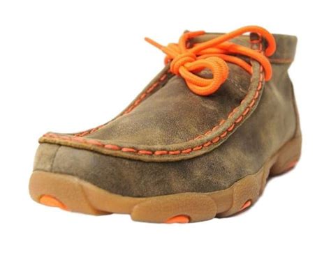 Twisted X Casual Shoes Boys Kids Leather Moc Brown Orange Ydm0006