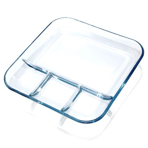 Nutriups Glass Divided Plate With 4 Compartments 1 Piece 10inch