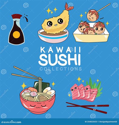 Funny Japanese Food Asian Cuisine Stock Vector Illustration Of