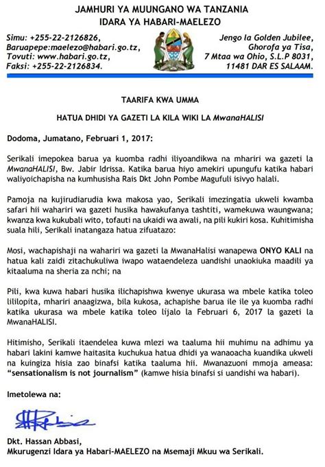Hizi Ni Hatua Zilizochukuliwa Na Serikali Baada Ya Gazeti La