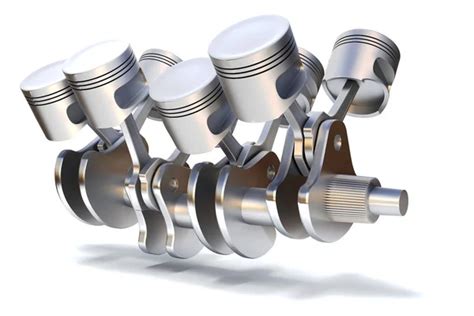 Pistons And Crankshaft Four Cylinder Engine Stock Photo