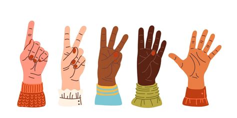 Hands Count Counting On The Fingers Hand Gesture Vector Illustration