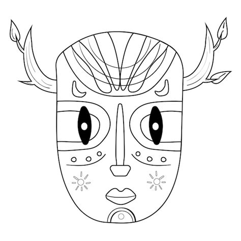 Premium Vector Art African Mask With Branches On The Head