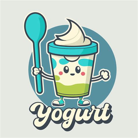 Iogurte De Frutas No Logotipo Da X Cara Mascote Fofa Sorvete Gelato