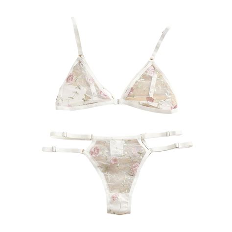 Lingerie Set Three Point Embroidery Flower Bra Underwear Elegant Split Design For Stylish