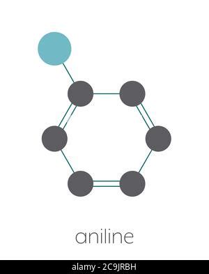 Aniline Phenylamine Aminobenzene Molecule Stylized Skeletal Formula