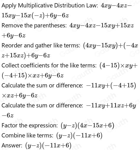 Solved 4x Y Z 15x Y Z 6 Y Z [algebra]