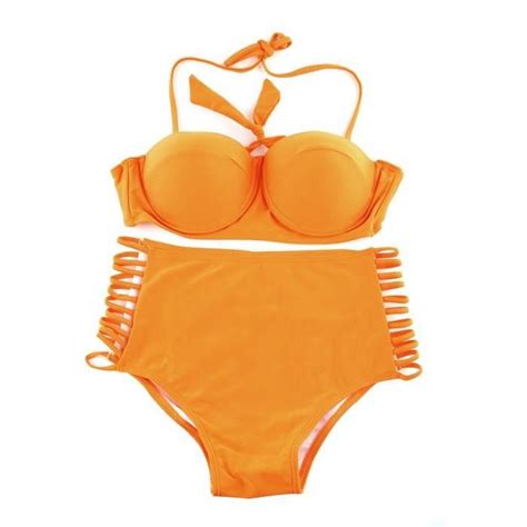 Maillot De Bain Bikini Pour Femme De Couleur Unie Maillot De Bain