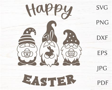 Easter Gnomes Svg With Quote Happy Easter Gnomes Holding Etsy