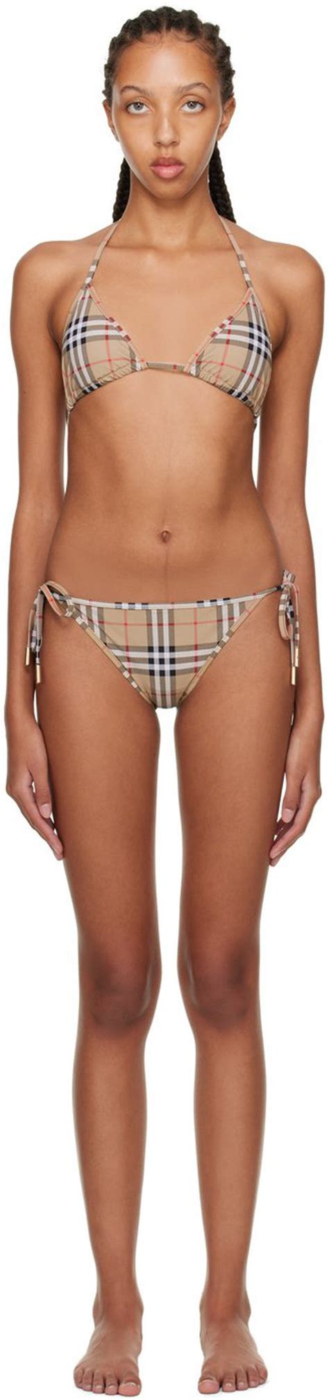 Burberry Beige Cobb Triangle Bikini Archive Beige Ip Chk