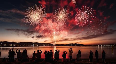 Premium AI Image | new years eve fireworks Couples enjoying New Year ...