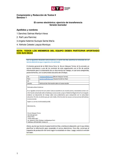 Tarea de redaccion semana 1 Comprensión y Redacción de Textos II