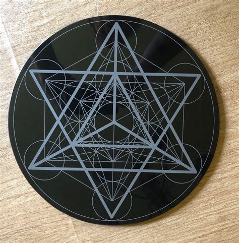 Merkaba Metatrons Cube Black Marble Crystal Grid Etsy