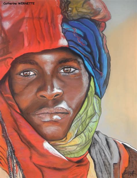 MAMADOU La Tristesse Pastel Sec Sur Papier Abrasif 50 X 70 Cm