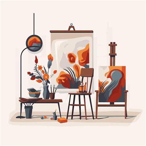 Premium Vector | Art_studio_interior_furniture_and_equipment